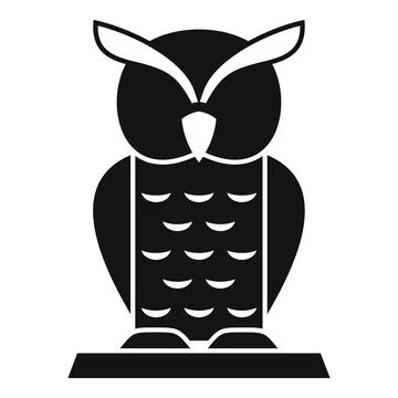 Wise owl standing on a tree branch icon 스톡 일러스트