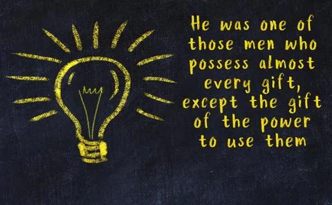 Wise quotation and a chalk drawing of a bulb on black chalkboard Stock Illustration