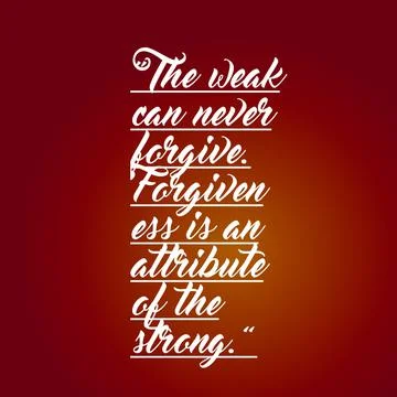 Wise quote about forgiveness written in fancy white font on a red background Stock Illustration