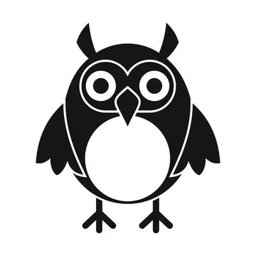 Wise scholar owl black simple silhouette vector icon Stock-Illustration