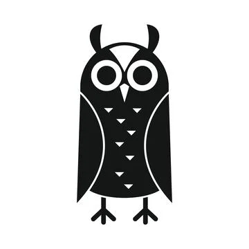 Wise scientific owl black simple silhouette vector icon Stock Illustration