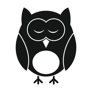 Wise sleeping owl black simple silhouette vector icon Stock-Illustration