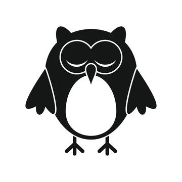 Wise student owl black simple silhouette vector icon Stock Illustration