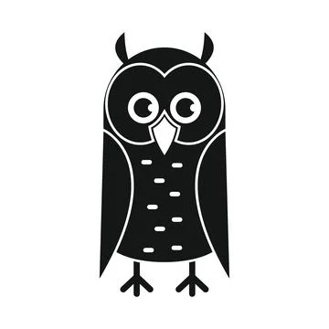 Wise studying owl black simple silhouette vector icon Stock-Illustration