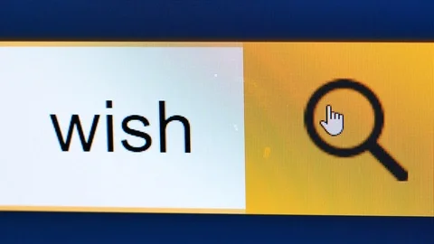 Wish closeup computer screen searching word processing Stock Footage 82996380