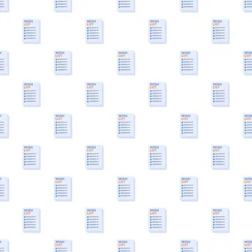 Wish list paper document seamless pattern background Stock Illustration