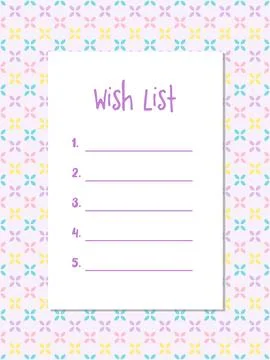 Wish list, template. Printable. Clover background texture design. Stock Illustration
