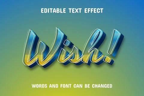 Wish text - editable gradient text effect Stock Illustration
