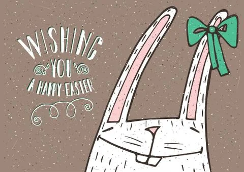 Wishing you a Happy Easter with Easter Bunny Illustrazione stock