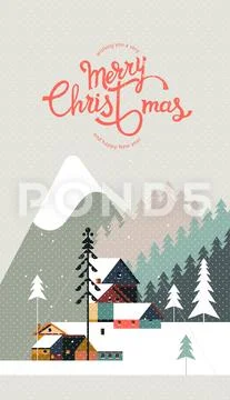 Wishing you a very Merry Christmas and Happy New year. Winter calligraphy and Stock Illustration