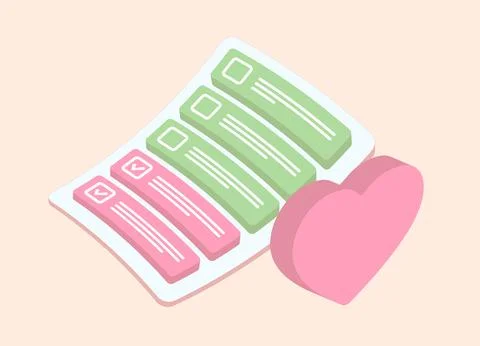 Wishlist, checklist, tasks, to-do-list concept. List with checkmarks of favorite Stock Illustration