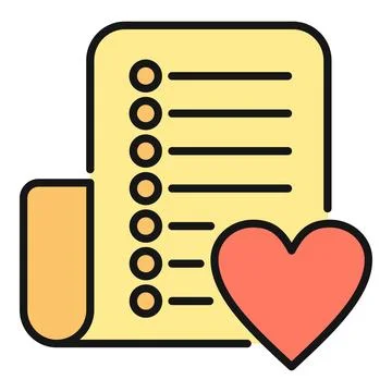 Wishlist document showing desired items with a heart Stock Illustration
