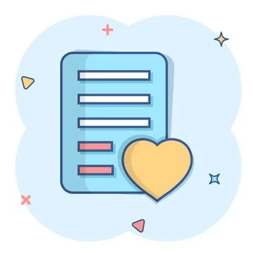 Wishlist icon in comic style. Like document cartoon vector illustration on wh Stock Illustration