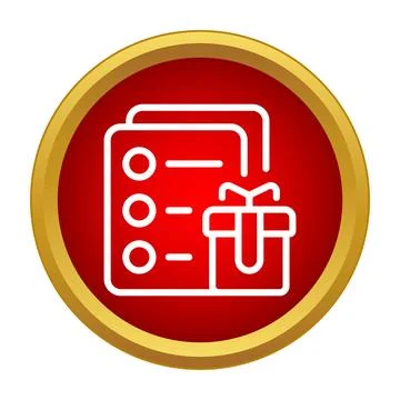 Wishlist icon showing gift box and checklist Stock Illustration