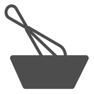 Wisk and bowl solid icon, Cooking concept, Dough making sign on white background 스톡 일러스트