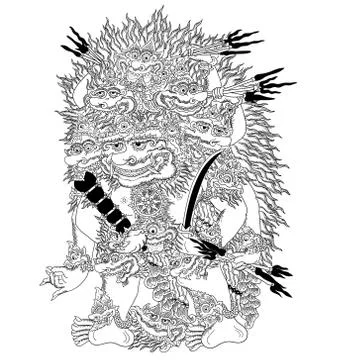 Wisnu Triwikrama Wayang Kulit 스톡 일러스트