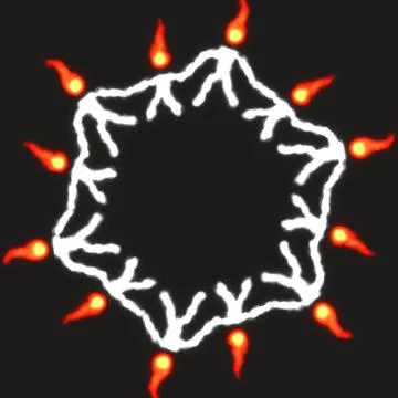 Wisp Spirits Dancing in a Circle – Fiery Will-o’-the-Wisp Illustration Illustrazione stock