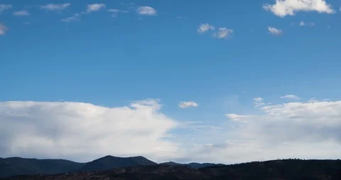 Wispy Blue Sky Clouds Timelapse Over Mountains 4K Stock Footage 113938310