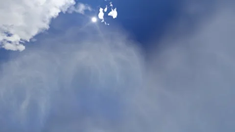 Wispy Cirrus Clouds Floating in a Bright Blue Sky Stock Footage 330920408