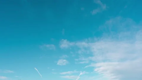 Wispy clouds in blue sky summer background b-roll 4k n copy space Stock Footage 230747181