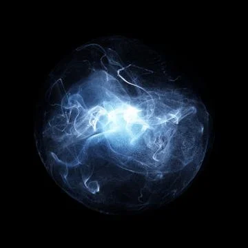Wispy smoke in motion inside sphere. Stock Illustration