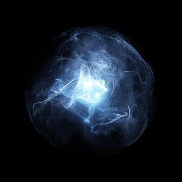 Wispy smoke in motion inside sphere. Stock Illustration