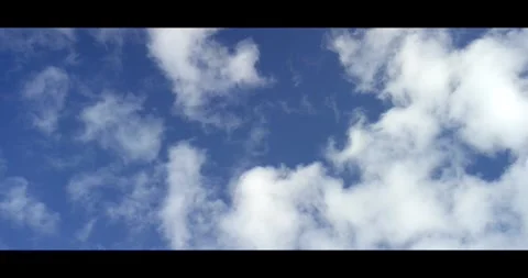 Wispy White Clouds Drifting Across Clear Blue Sky Real Shot Stock Footage 332717675