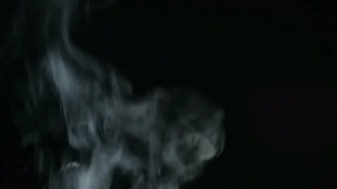 Wispy White Smoke Rising on Deep Black Background Slow Motion 4K Animation Stock Footage 341474617
