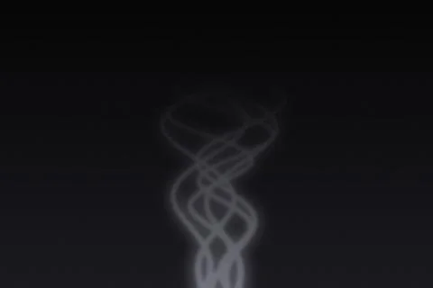 Wispy white smoke trails rising against pitch black background for incense .. 库存插图