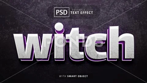 Witch 3d text effect editable PSD Template