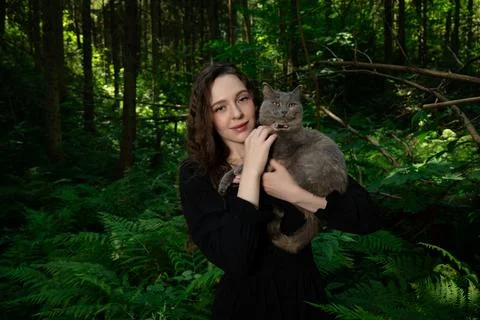 Witch and cat Stock Photos