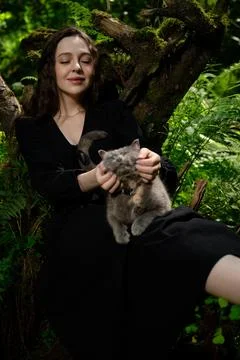 Witch and cat Stock Photos