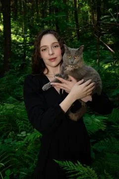 Witch and cat Stock Photos