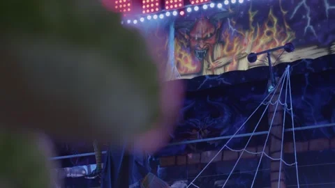 Witch and Devil Decoration on a Ghost Train Stock Footage 318572939