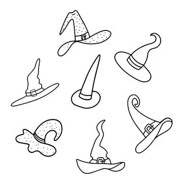 Witch and wizard hats. Vector illustration Stock Illustration