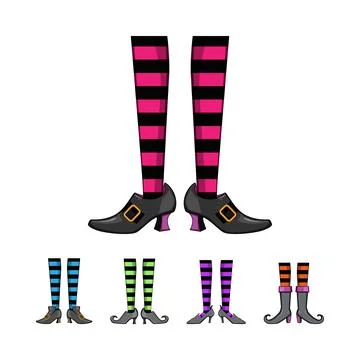 Witch and wizard legs with striped socks Stock Illustration