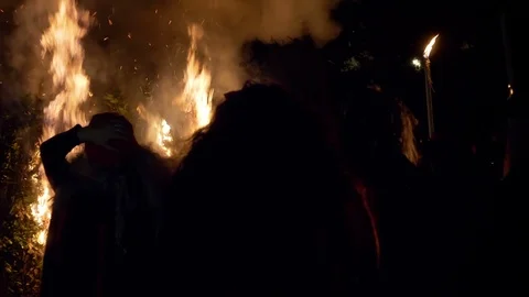Witch Bonfire Night Slow Motion Stock Footage 124690617