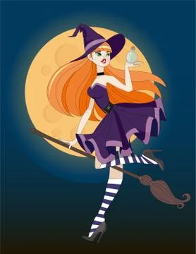 A witch with a bottle Stockillustratie