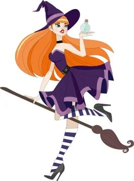 A witch with a bottle no backgraund Stock Illustration