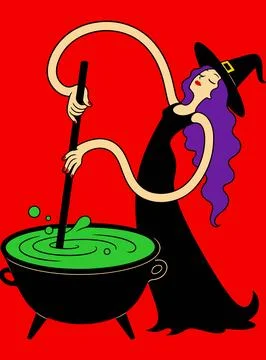 Witch Brewing Potion Illustrazione stock