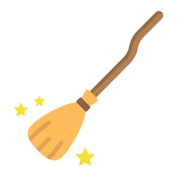 Witch broom flat icon, halloween and scary Stock Illustration