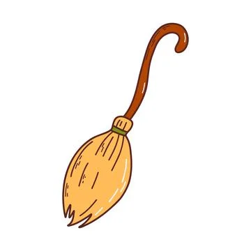Witch broom. Halloween elements. Trick or treat concept. Vector illustration  Stockillustratie