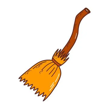 Witch broom. Halloween elements. Trick or treat concept. Vector illustration  イラスト素材