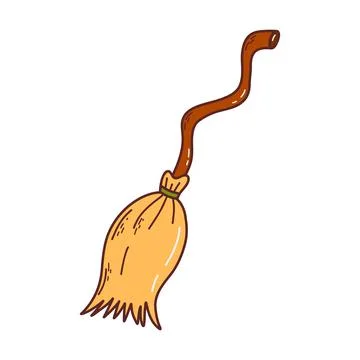Witch broom. Halloween elements. Trick or treat concept. Vector illustration  Stock Illustration