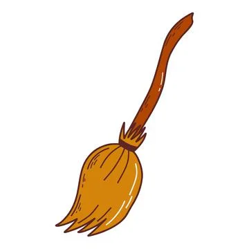 Witch broom. Halloween elements. Trick or treat concept. Vector illustration  Stock Illustration