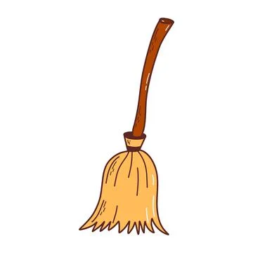 Witch broom. Halloween elements. Trick or treat concept. Vector illustration in Stockillustratie