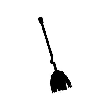 Witch broom on Halloween logo vector isolated on white background Stock Illustration