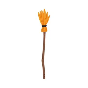 Witch Broom as Halloween Trick or Treat Night Party Element Vector Illustration Illustration
