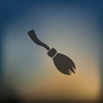 Witch broom icon on blurred background Ilustração Stock