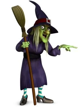 Witch with broom Stock-Illustration